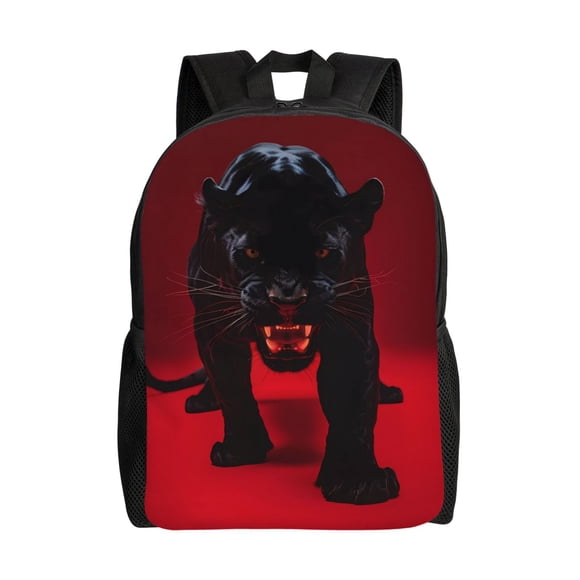 Vsdgher Black Panther Red Background Print Backpack - Travel,or Work Bookbag with 15-Inch Laptop Sleeve and Dual Water Bottle Pockets