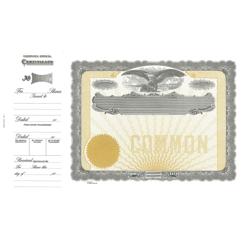 Goes 71 Common Blank Stock Certificate, Goes Certificate Paper, Size 8