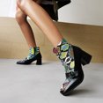 thumbnail image 4 of NECHOLOGY Botas Mujer Adulto Femenino Zapatos Botines mujer Botines de mujer en otoño e invierno patrón de bloqueo de color de moda cómodo punta cuadrada tacón grueso (Blue, 9), 4 of 6