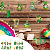 8 Pcs St. Patrick's Day Gnome Ornaments Decoration for Tree Green Shamrock Gnome Hanging Ornament Irish Saint Patrick's Day Decor for Small Tree Crafts Party Holiday