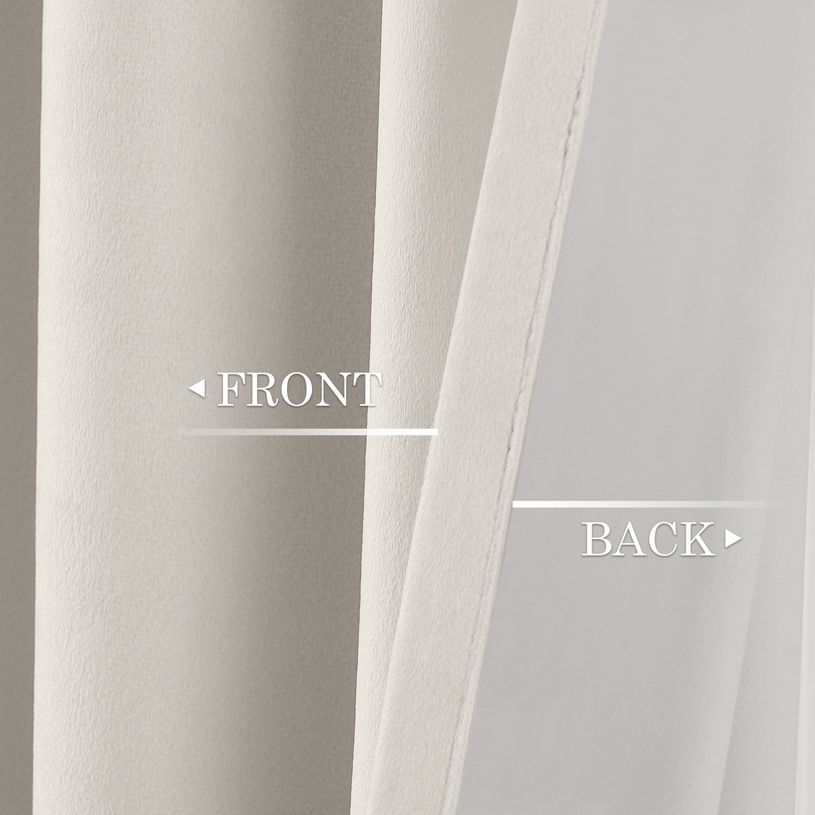 Topfinel 90 Inches Long Cream Velvet Curtains for Bedroom, Back Tab Light Blocking White Curtains with Hooks, Room Darkening Double Sided Drapes，Set of 2