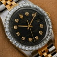 thumbnail image 3 of Pre-Owned Rolex Date 34MM 15053 Black Diamond Dial Diamond Bezel Two Tone Yellow Gold Jubilee Bracelet 1.3ct, 3 of 9