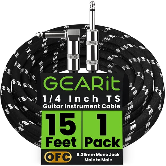 Cable de Instrumento GEARit 4mm TS 4.5m Ángulo Recto a Recto