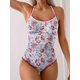 thumbnail image 4 of Traje de baño de una pieza Eomenie Tummy Control con estampado floral rojo fruncido, 4 of 4