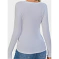thumbnail image 2 of Long Sleeve T Shirts for Women Ribbed Knit Basic Tops Casual Slim Fitted Tee Tshirts, 2 of 4