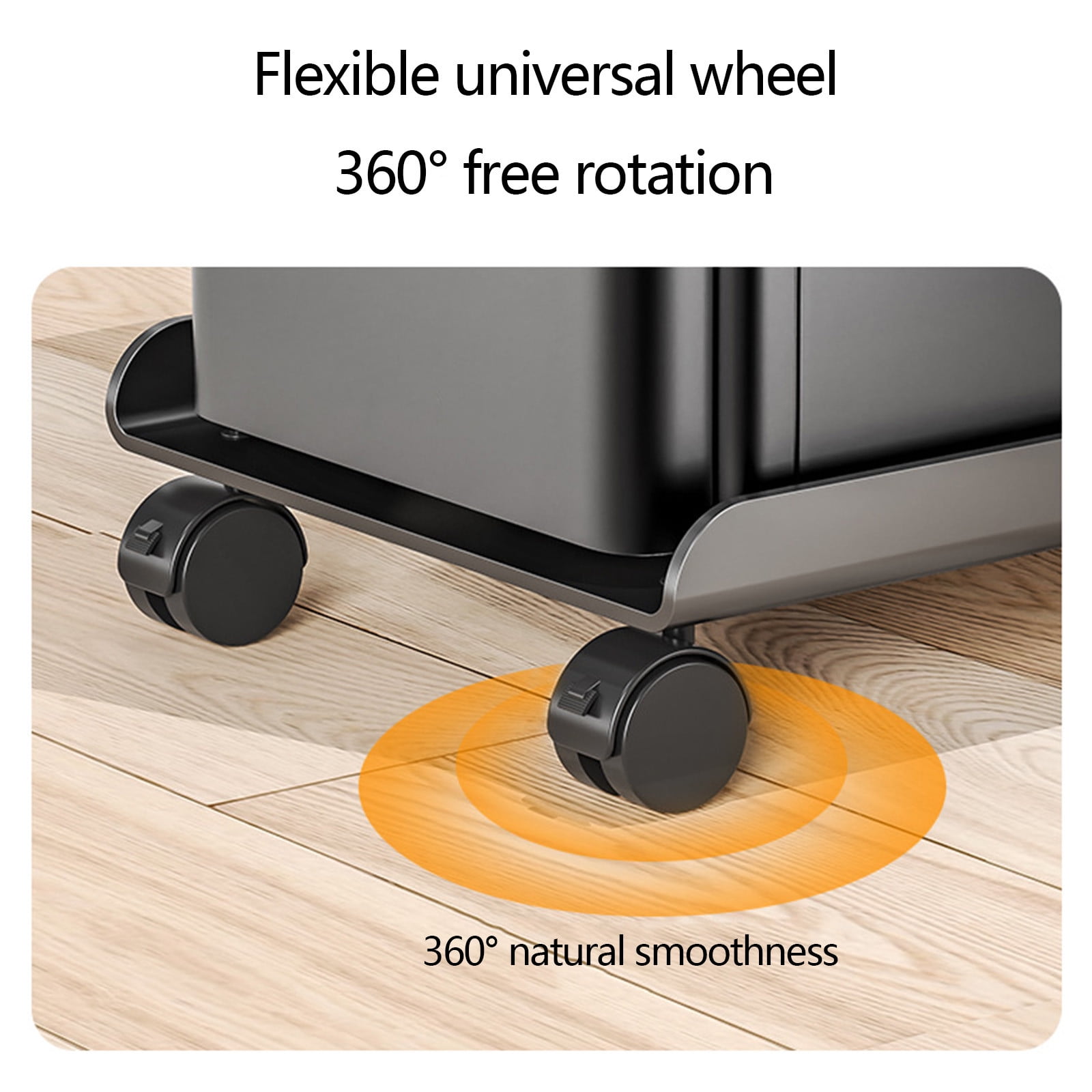 Adjustable Computer Tower Stand | Mobile Desktop PC Cart Rack | Ventilated Design | 4 Locking Caster Wheels | Fits 7-11.02 Inch Wide | Black White | Durable Plastic