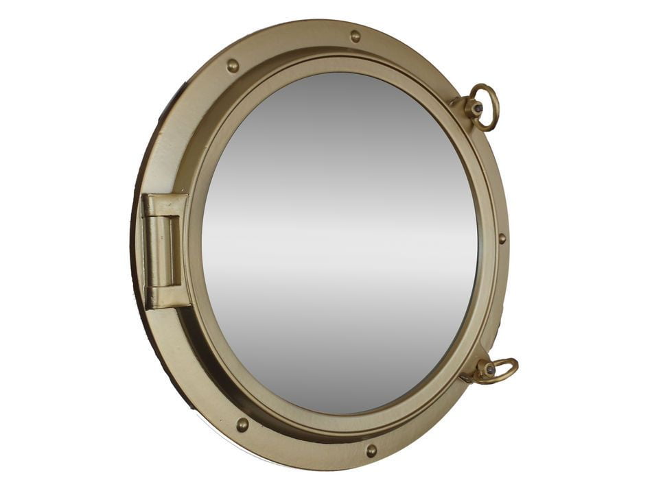 9" Solid Brass Porthole Mirror,Maritime-Ship Nautical Home Decor/Boat Fan Gift 