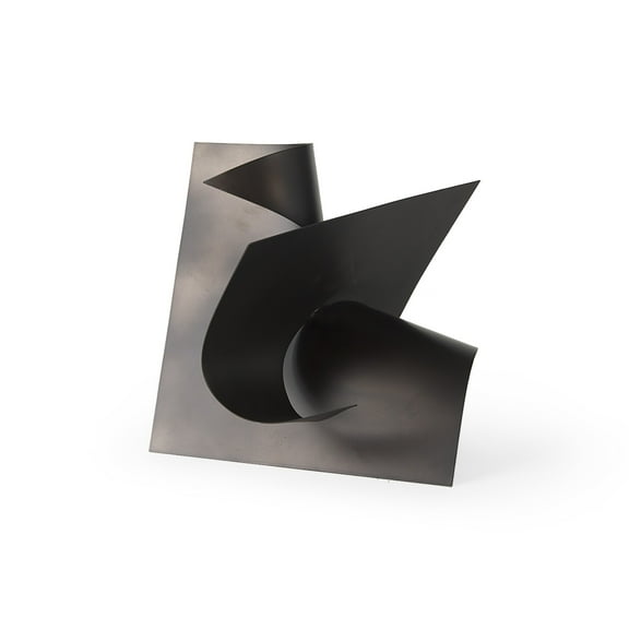HomeRoots 12 in. Contempo Antiqued Abstract Sculpture, Black