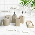 thumbnail image 7 of Bathroom Accessories Set, 6 Piece Bathroom Set with Toothbrush Holders, Soap Dispenser, Vanity Tray, Tumbler, Cotton Swab Jars, Bathroom Organizer，Bathroom Sink Sets, Stone Beige, 7 of 7