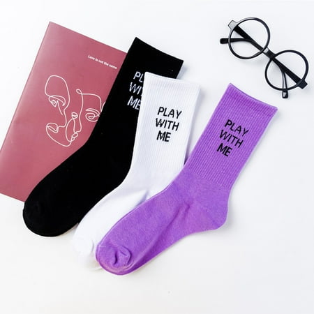 

Kaesi Play With Me Funny Letter Breathable Cotton Unisex Elastic Middle Tube Socks