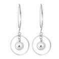 thumbnail image 3 of AeraVida Sophisticated Halo Circle Sterling Silver Elongated Hook Dangle Earrings, 3 of 5