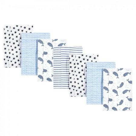 UPC: 0660168560930 | Hudson Baby Infant Boy Cotton Flannel Burp Cloths 7pk  Narwhal  One Size