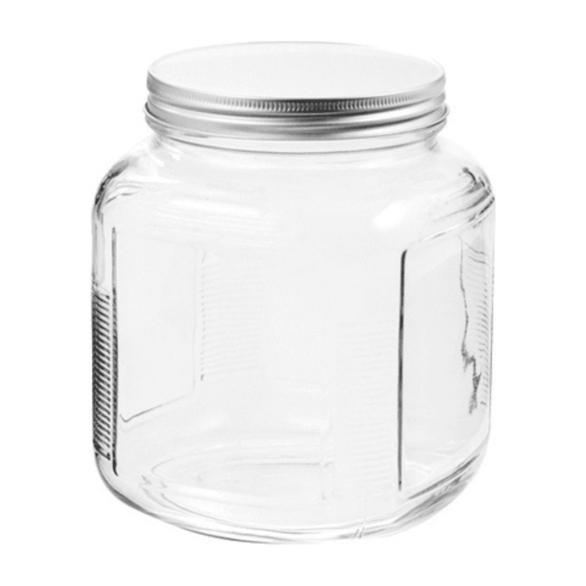 (4 pack) Anchor Hocking Glass 1 Quart Cracker Jar with Brushed Aluminum Lid