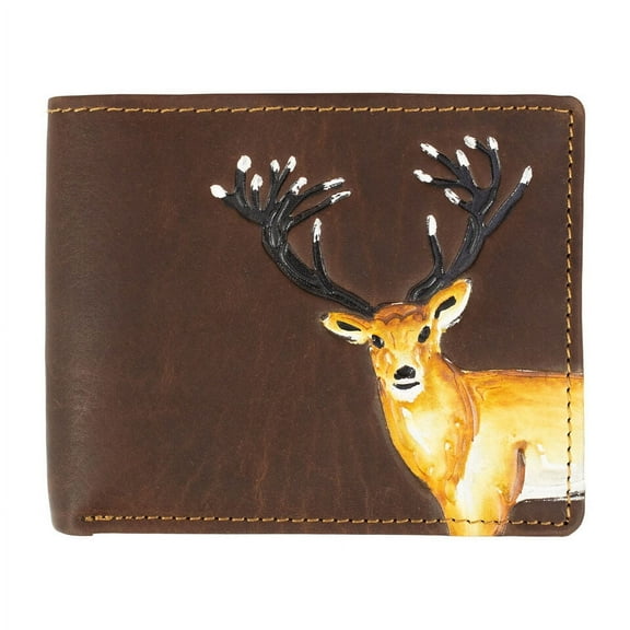 Hunter Leather RFID Blocking Mens Multi-Card ID Holder Bifold Wallet, Brown