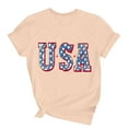 thumbnail image 5 of Lovskoo Women's Summer Tops Trendy Independence Day Printed Short Sleeved Round Neck Plain Basic Tee T-Shirt Top Orange, 5 of 7