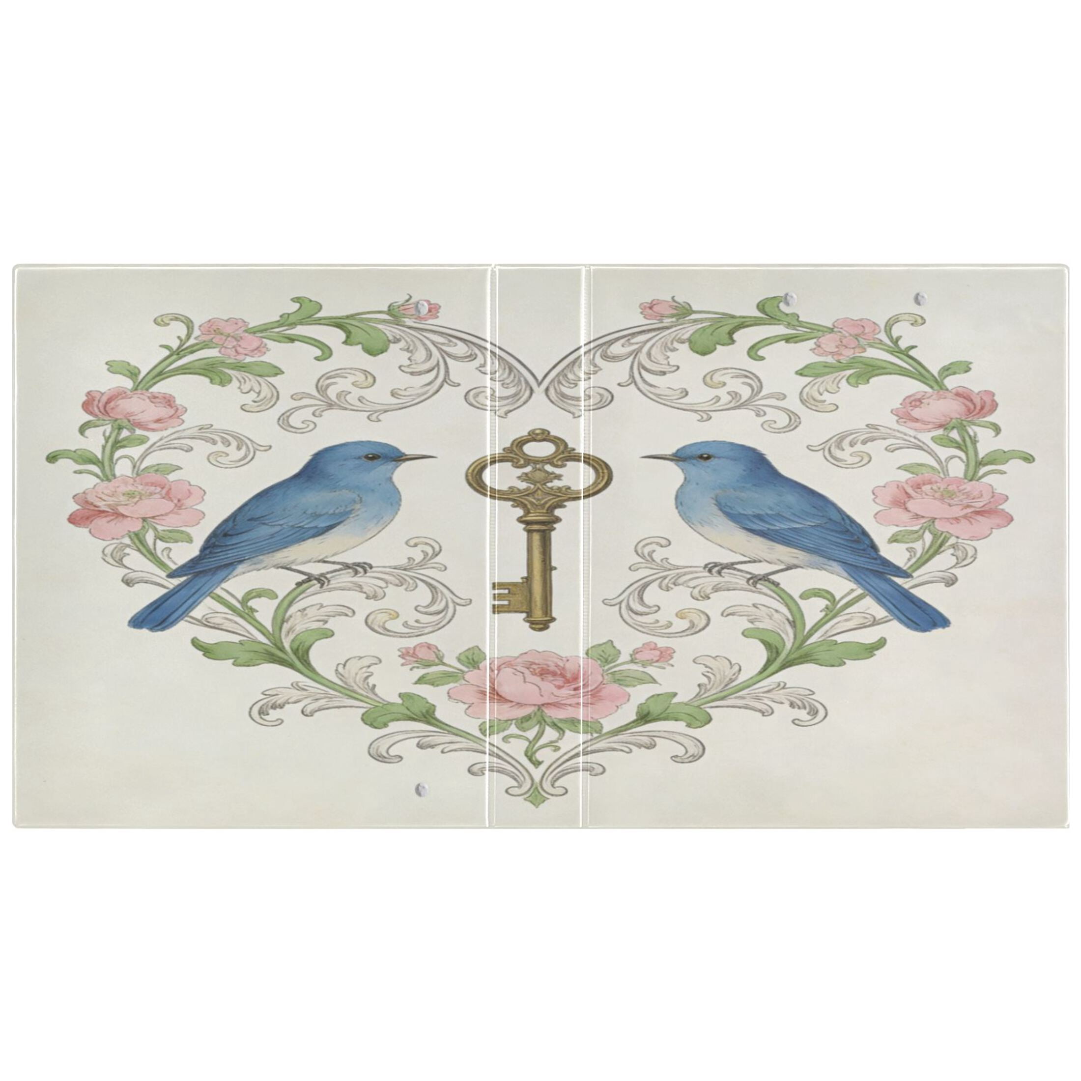 2 Pack PVC Round Ring Binders, 200 Sheet Capacity D-Ring File Folder with Metal Clip and Clear Pocket Flower and Bird Keychain