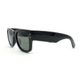 thumbnail image 3 of Retro Hipster Thick High Temple Horn Rim Rectangle Sunglasses Shiny Black - Green, 3 of 4