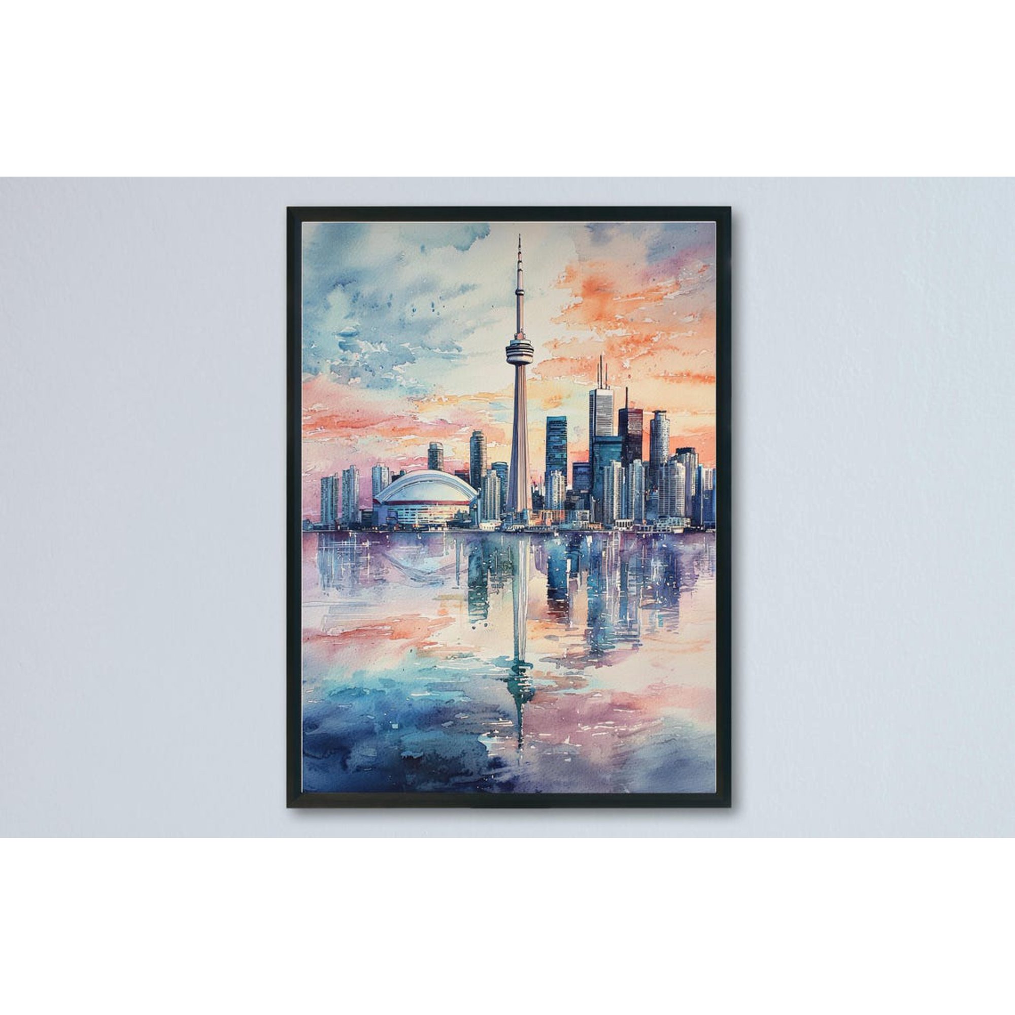 Toronto Poster Toronto Travel Print Toronto Wall Art Toronto Cityscape Painting Toronto Souvenir Canada Decor, Poster Only