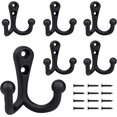 thumbnail image 1 of 10 ganchos vintage para abrigos, ganchos dobles de metal negro, ganchos vintage para baño, cocina, perchero, spray negro, 1 of 5