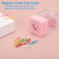thumbnail image 4 of Soporte de clip de papel magnético Uxcell, 2 piezas organizador de clips de papel de gran capacidad para escritorio, rosa, 4 of 6