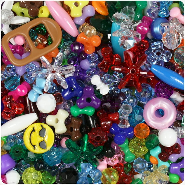 BeadTin Plastic Craft Beads Mix Made in the USA 1lb of beads