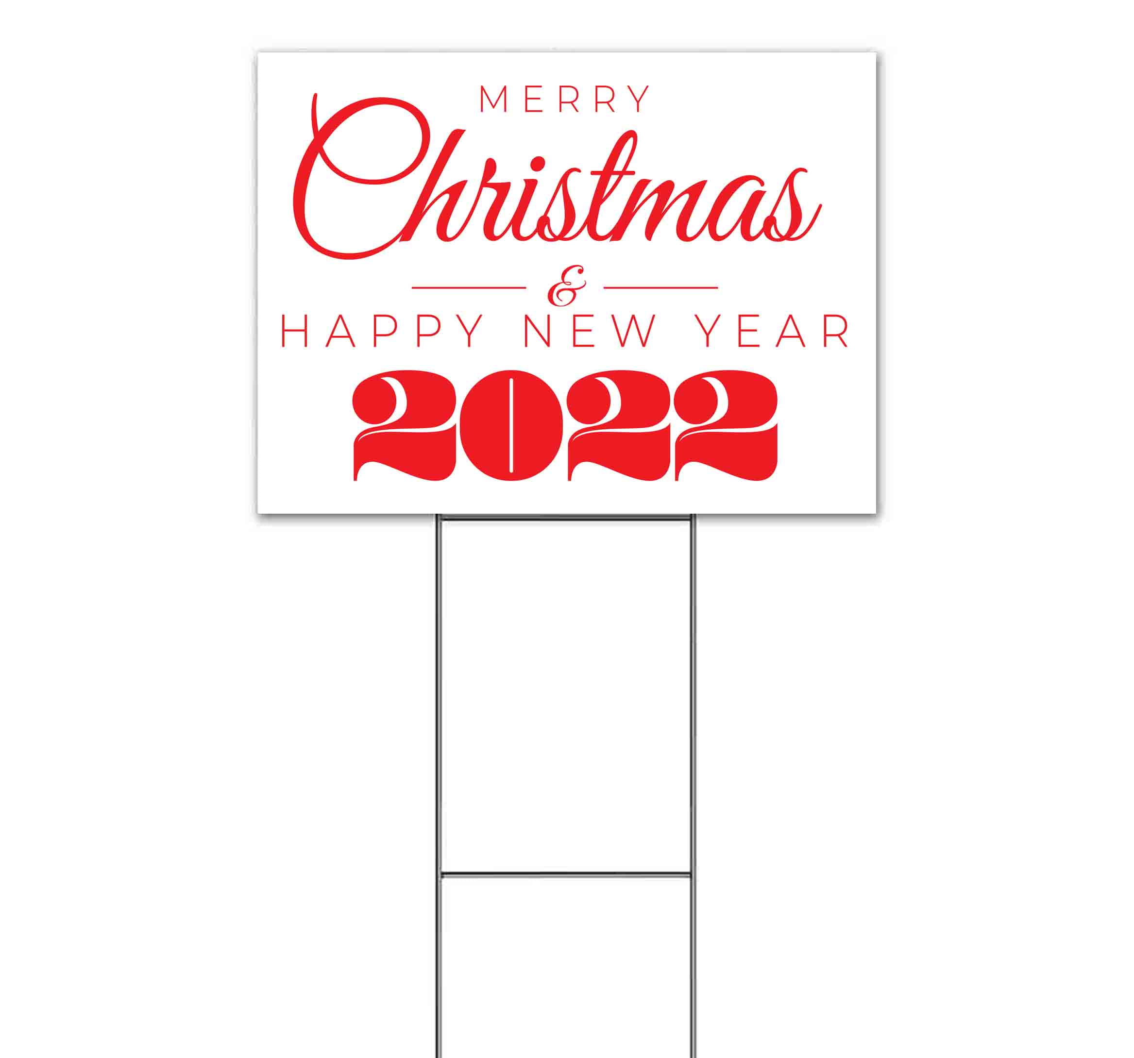 Merry Christmas Happy New Year 2022 (18" X 24") Yard Sign, Includes Metal Step Stake - Walmart.com