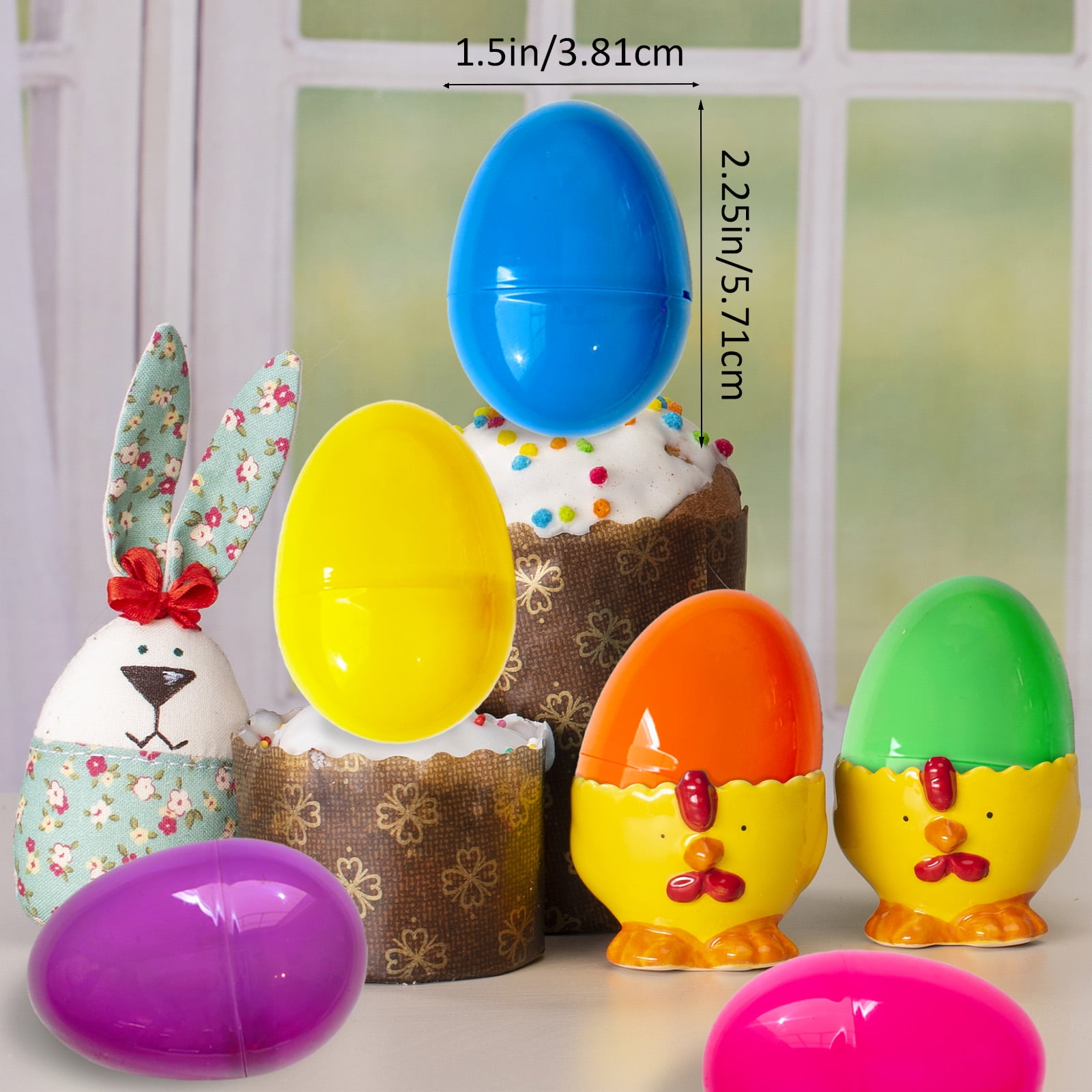 100 pcs Easter Eggs, 2.25" Empty Easter Eggs Fillable, Colorful Plastic Eggs Bulks for Easter Hunt, Party Favor, Basket Stuffers Filler, Classroom Prize Supplies