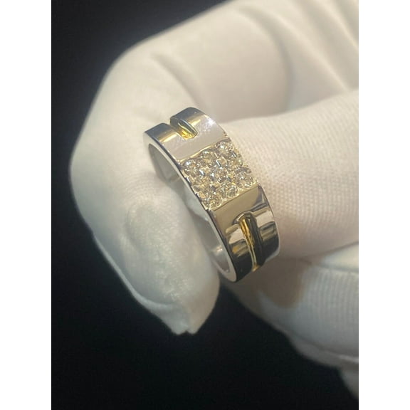 0.30 Carats Round Brilliant Diamonds Men's 9-Stone Wedding Band Ring In Hallmark 14K White Gold