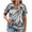 Black, variant on Women Summer Casual Tops, Plus Size V Neck Tie Dye T Shirts with Lace Up Front Design