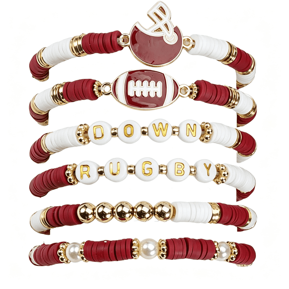 DESIGNICE Gameday Football Baseball Bracelets for Women Gameday Bracelets Outfits Handmade Clay Beaded Sports Ball Charm Bracelet Football Baseball Game Day Bracelet for Fans Sports Jewelry Gifts