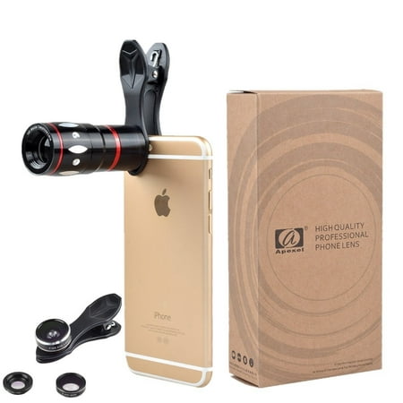 Image of Phone Lens Apexel 4 Camera Lens Kit! 10x Telescope Fisheye Wide Angle & Macro