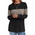 thumbnail image 2 of MOYIKO Long Sleeve Shirts for Women Casual Tunic Tops Color Block Crewneck Pullover Lightweight Sweaters, 2 of 7