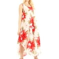 thumbnail image 4 of Sakkas Aba Women's Casual Summer Floral Print Sleeveless Loose Dress Cover-up - W-Red - One Size, 4 of 5