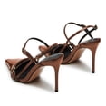 thumbnail image 4 of YDN Women Buckle Slingback Stiletto High Heels Thin Strap Pointed Toe Pumps Sexy Evening Themed Party Sandals Size 7 Brown, 4 of 5