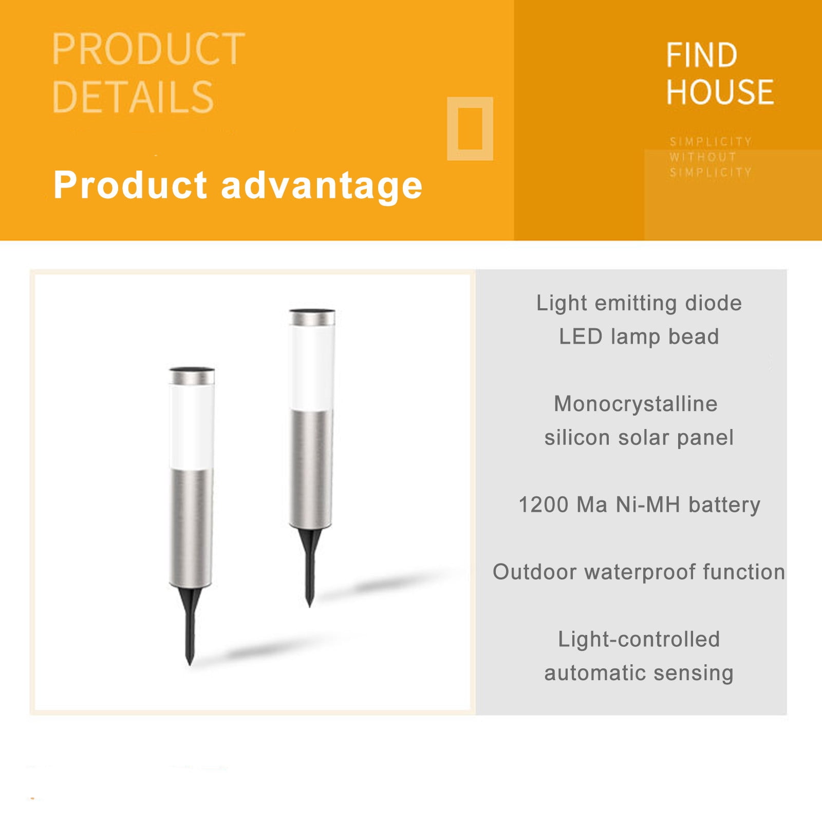 Solar LED Ground Light Outdoor Garden Lamp Round Floor Light 40cm Black Plastic Waterproof Automatic Dusk to Dawn 1 Pack
