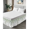 thumbnail image 4 of Green Eucalyptus Bed Skirt King Size 16" Drop Leaf Branch Red Fruit Watercolor Botanical Ruffled Wrap Around Bed Skirts Adjustable Elastic Bedskirt Dust Ruffle for King Size Bed, 4 of 7