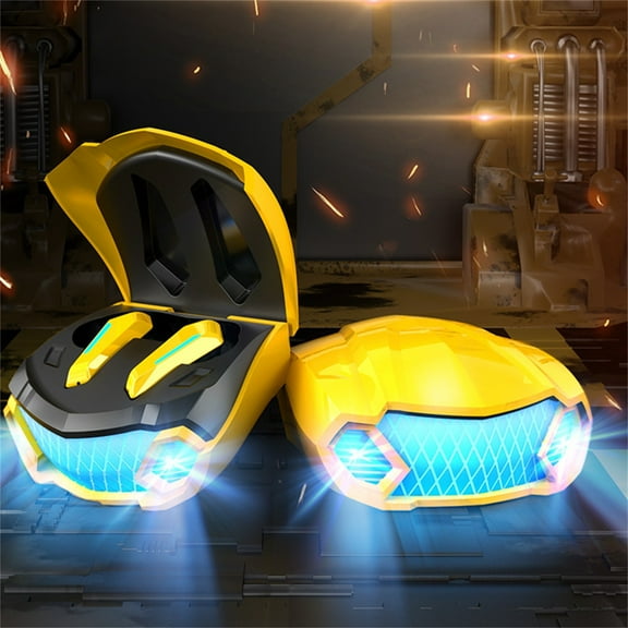 Latrodar LED Digital Display Wireless Bluetooth 5.2 Earphone Sound In-Ear Sturdy buds For IOS Android Yellow 3.8x3.8 Inch Home Decor