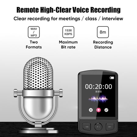 BIMZUC Mp3 Player with BT 5.0 Digital Screen, Portable Lossless Sound Student Audio Device with FM Radio and Voice Recorder (2.6 inches / 6.6 cm, Black, 32GB)