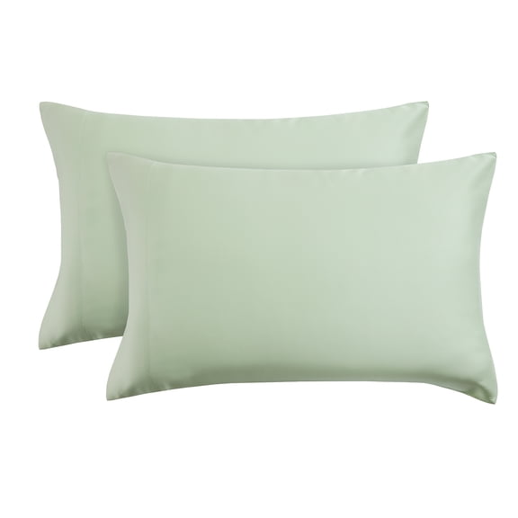 TOSMO Luxury Pillow Case Set of 2, Viscose Made from Bamboo OEKO-TEX, Silky Soft, Breathable & Cooling Pillow Cases with Envelope Closure (Standard, Light Green)