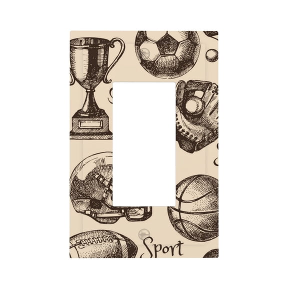 Sport Baseball Football Basketball Single Gang Wall Plate 1 Gang Decorative Electrical Outlet Light Switch Cover Switchplate