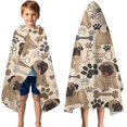 thumbnail image 3 of Pug and Footprint Hooded Bath Towel，50"x30" for Ages 3 To 12 Kids, Quick Dry Lightweight Soft Microfiber Hood Beach Towel Cover Up for Kids, 3 of 7