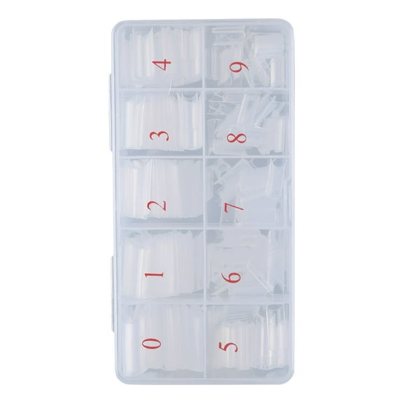 500PCS Extra Long C Curve Half Cover Nail Tips - Sunbem Clear, XXL Long Straight, ABS Material