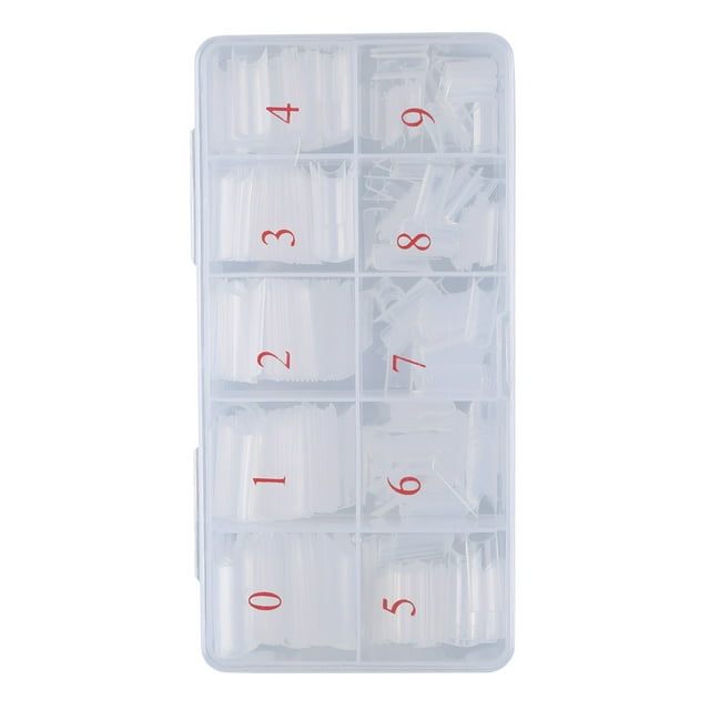 500PCS Extra Long C Curve Half Cover Nail Tips - Sunbem Clear, XXL Long Straight, ABS Material