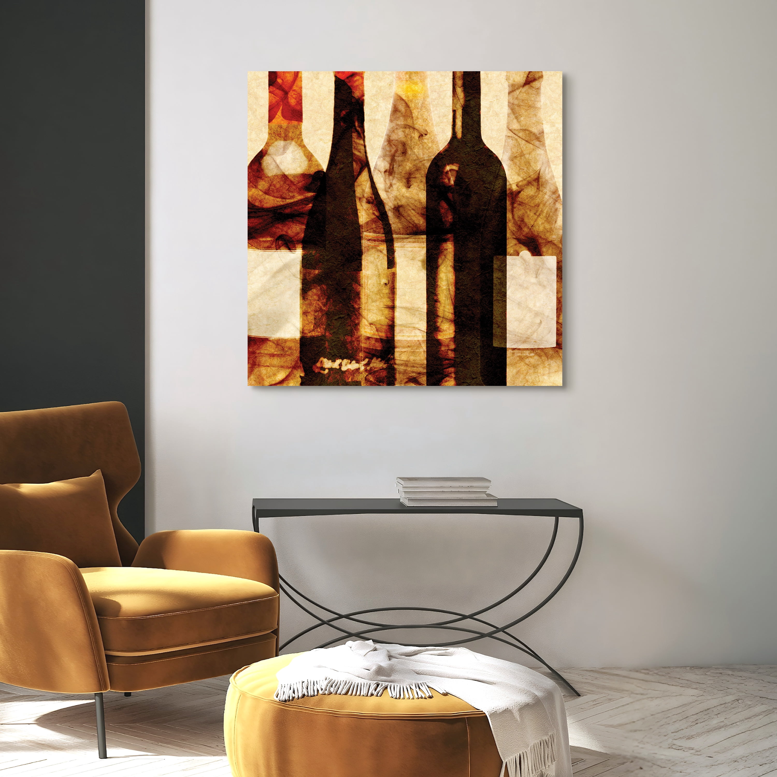 Empire Art Direct Smokey Wine 3 Frameless Free Floating Tempered Glass Panel Graphic Wall Art, 38" x 38" x 0.2", Ready to Hang