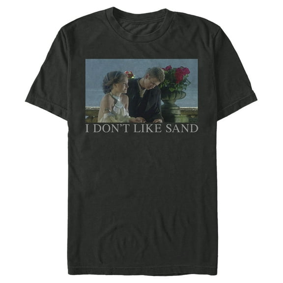 Men's Star Wars Padme and Anakin I Don’t Like Sand  Graphic Tee Black Large