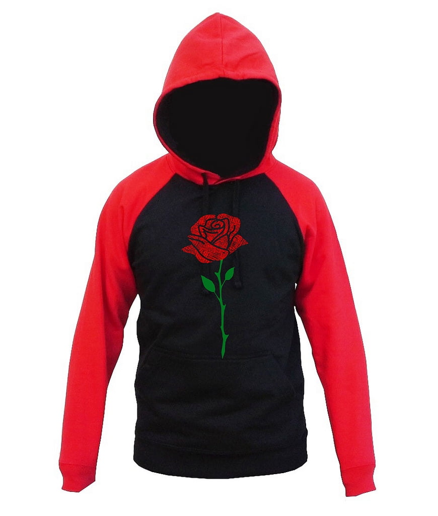 impressionisme uheldigvis skak Sketch Rose Men's Black/Red Raglan Baseball Hoodie Sweater 2X-Large Black -  Walmart.com