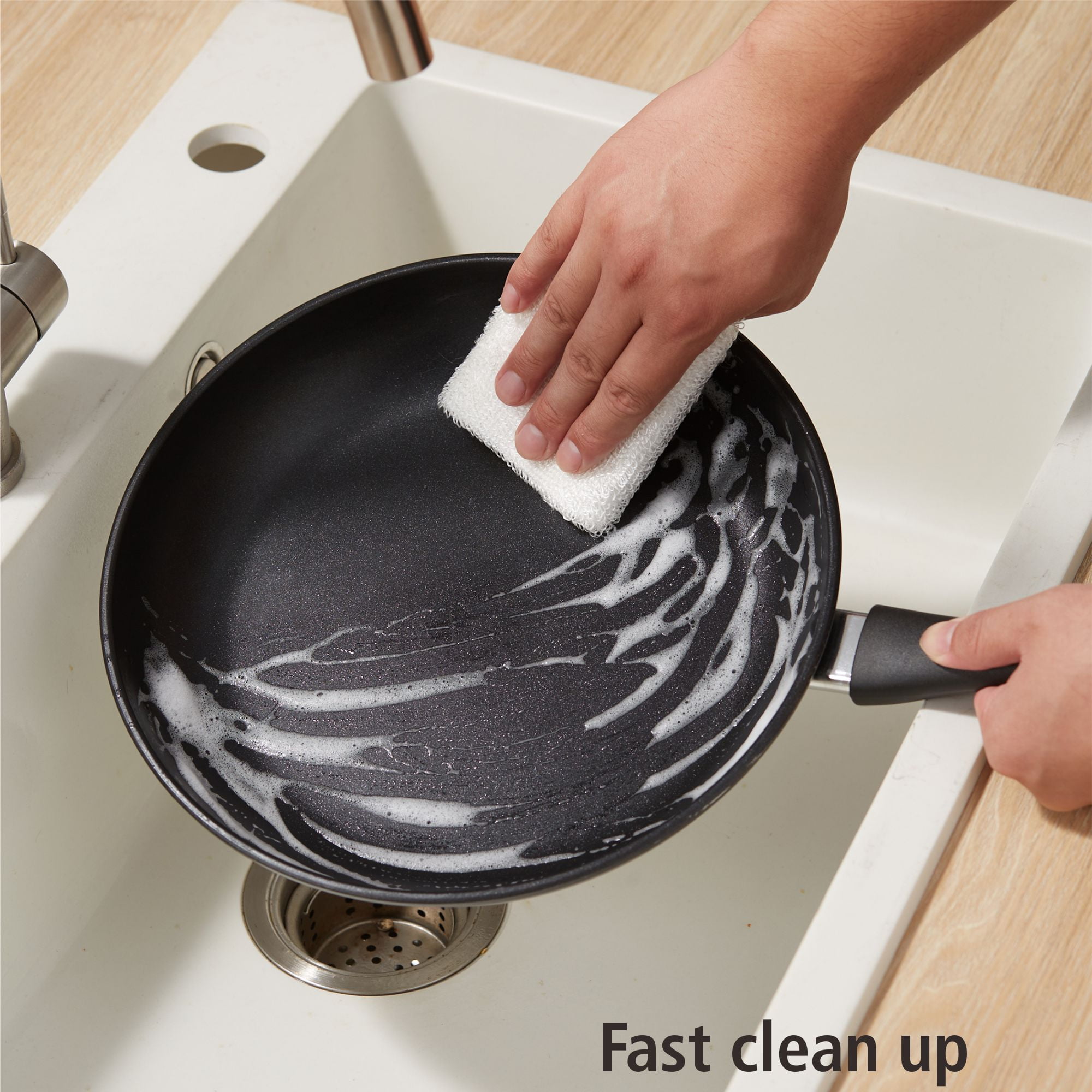 Mainstays 3-Piece Nonstick Aluminum Skillet Set, Black Finish Set of 3
