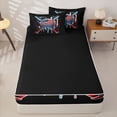 thumbnail image 4 of Homewish Black USA Flag Baseball Zipper Full Size Comforter Sets with Fitted Sheet and 2 Pillowcases, Drip Sport Zipper Bedding Set for Men and Boys, Black Reversible, 4-Piece, 4 of 6