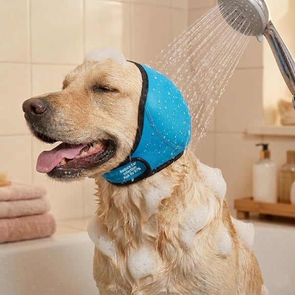 Dog Ear Covers for Bath: Waterproof Ear Wraps Keep Water Out During Bath Time - Reduce Ear Infection Risk By 97% - Anti-Slip Fit for Large Breeds Golden/Lab/Shepherd