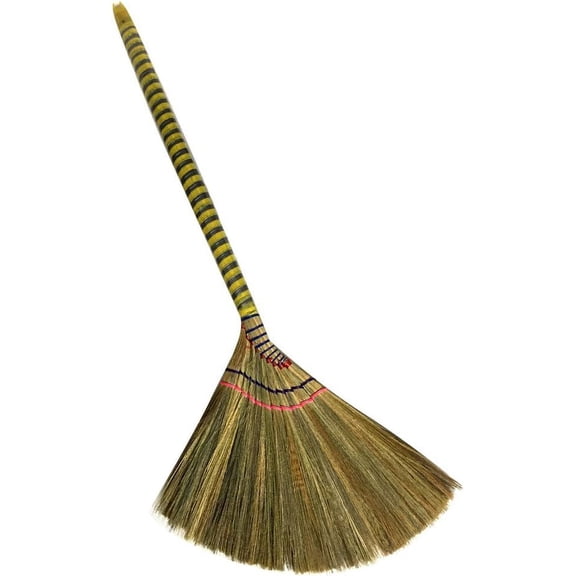 (6 Packs) Traditional Asian Broom Trio - 40" Vietnamese Straw Brooms for Gentle Cleaning
